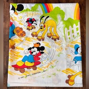 Vintage 1980 Walt Disney Productions Mickey Minnie Mouse Bedsheet Fabric Cartoon